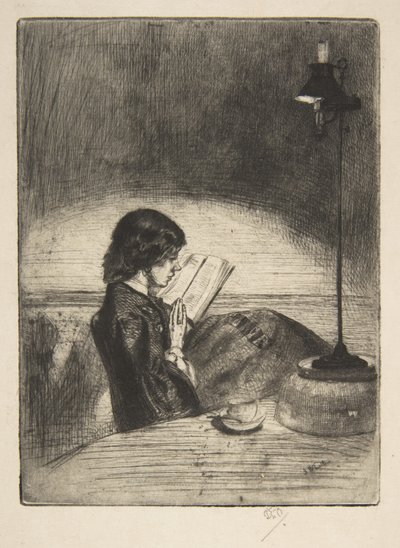 Olvasás lámpafénynél alkotó: James McNeill Whistler