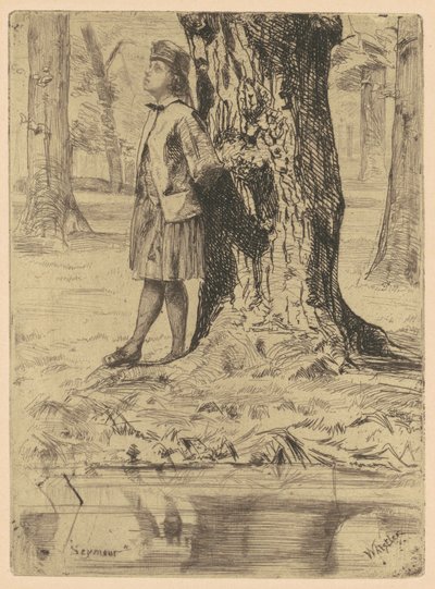 Seymour egy fa alatt állva alkotó: James McNeill Whistler
