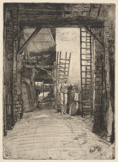 A mészégető, a Temze díszletéből (Tizenhat rézkarc sorozat a Temzéről és más témákról) alkotó: James Abbott McNeill Whistler