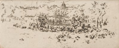 A Pantheon a teraszról, Luxembourg Gardens alkotó: James Abbott McNeill Whistler