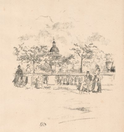 A Pantheon a Luxembourg-kert teraszáról alkotó: James Abbott McNeill Whistler