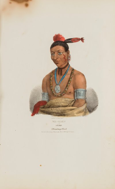 WA-KAUN vagy a Kígyó; A Winnebago főnök, az Aboriginal Portfólióból alkotó: James Otto Lewis