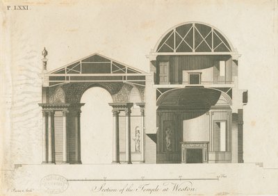 Weston-under-Lizard – Diana temploma: metszet, nd [c 1765-1770] alkotó: James Paine