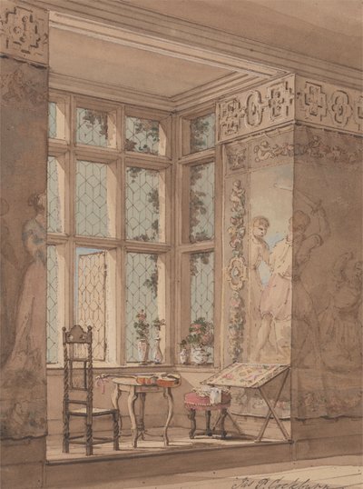 Gobelin függő szoba a gótikus kastélyban alkotó: James Pattison Cockburn