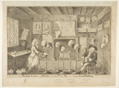 Razors Levée, avagy Ye Heads of a New Wig Ad [administration] on a Broad Bottom, 1783. április 21. alkotó: James Sayers