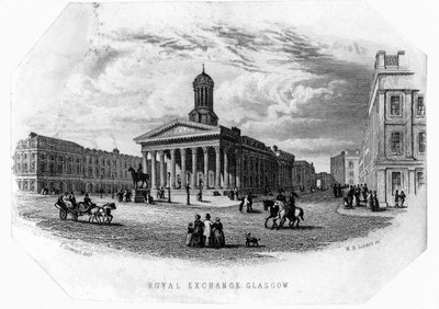 A glasgow-i királyi tőzsde, William Home Lizars metszete alkotó: James Stewart