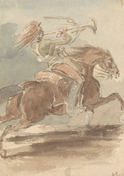 Trombitás vágtató lovon alkotó: James Stuart