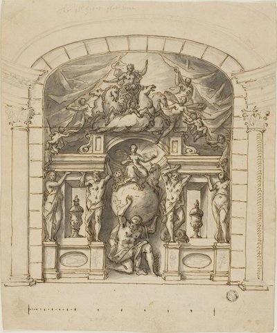 Design for Stage Scenery (Hampton Court) mitológiai figurákkal alkotó: James Thornhill