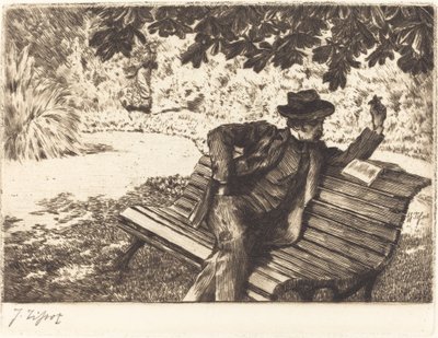 Denoisel olvas a kertben, 1882. alkotó: James Tissot