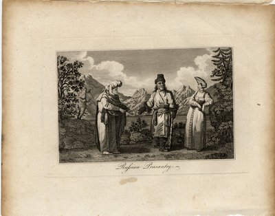 Orosz paraszti ruhák, 1775 körül alkotó: James Tookey