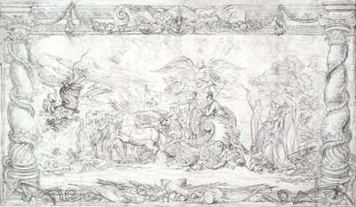 Tervezés a „The Waterloo Allegory”-hoz, 1815-22 körül (toll és fekete tinta papíron) alkotó: James Ward