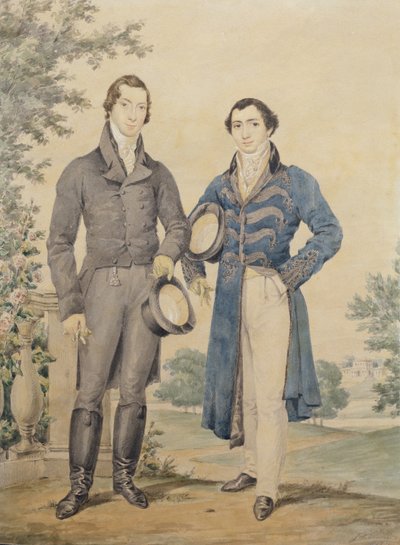 Két úriember portréja, 1817 (ceruza és wc, fehérrel kiemelve) alkotó: James Warren Childe