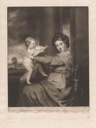 Caroline Spencer portréja lányával, Caroline-nal alkotó: James Watson (prentmaker)