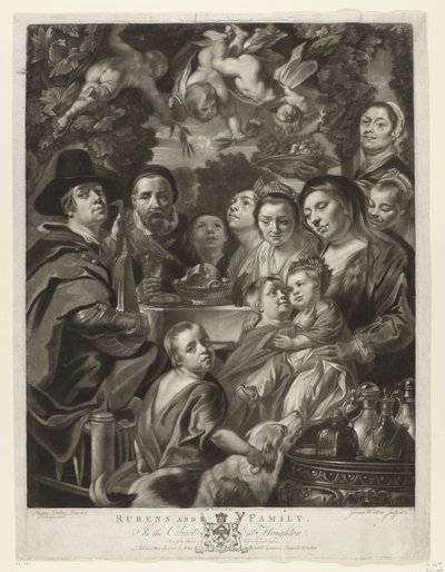 Jacques Jordaens portréja szüleivel, testvéreivel és nővéreivel Rubens és családja (cím a tárgyon) Festmények a Houghton Galériából (sorozat címe) The Houghton Gallery (sorozat címe) alkotó: James Watson (prentmaker)
