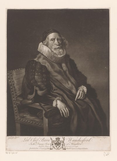 Rowland Wandesford portréja Lord Chief Baron Wandesford (cím a tárgyon) Schilderijen uit The Houghton Gallery (sorozat címe) The Houghton Gallery (sorozat címe) alkotó: James Watson (prentmaker)