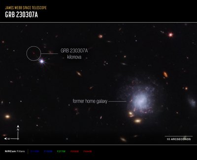 Kilonova és Host Galaxy Compass kép alkotó: James Webb Space Telescope (NASA)