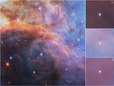 Kis tömegű objektumok a Lángködben (NIRCam-felvétel) alkotó: James Webb Space Telescope (NASA)