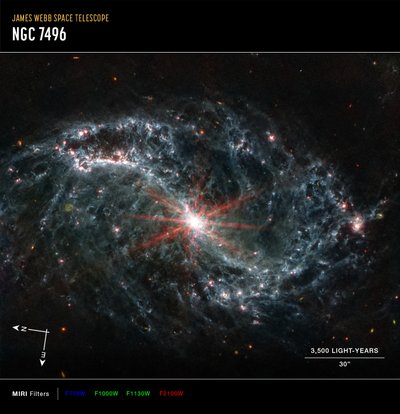 NGC 7496 (MIRI Compass Image) alkotó: James Webb Space Telescope (NASA)