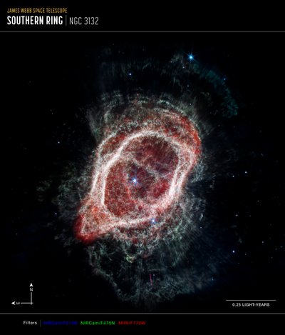 Southern Ring Nebula Spokes (NIRCam and MIRI Composite Compass Image) alkotó: James Webb Space Telescope (NASA)