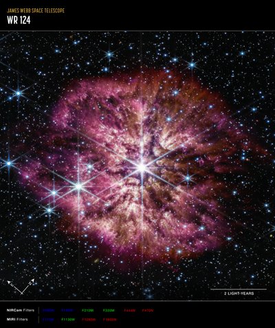 WR 124 (NIRCam and MIRI Compass Image) alkotó: James Webb Space Telescope (NASA)