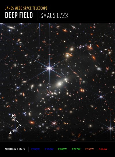 Webbs First Deep Field (NIRCam Compass Image) alkotó: James Webb Space Telescope (NASA)
