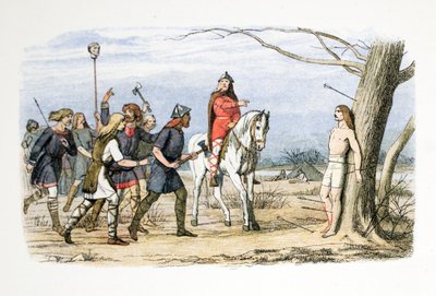 Edmund, Kelet-Anglia királya, akit a dánok öltek meg, Kr. e. 869. november 20., A Chronicle of England Kr. e. 55-től Kr. e. 1485-ig, pub. London, 1863 alkotó: James William Edmund Doyle