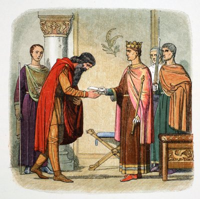II. Henrik angol felhatalmazza Dermot MacMorrough-t, hogy haderőt szedjen ki, 1170 1864 alkotó: James William Edmund Doyle