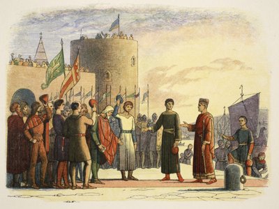 Henry Waterfordban, Írországban, 1172. október 18., A Chronicle of England Kr.e. 55-től i.sz. 1485-ig, pub. London, 1863 alkotó: James William Edmund Doyle