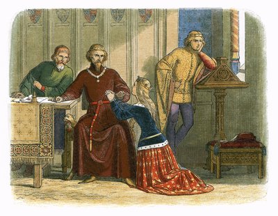 Anna királynő közbenjár Gloucesternél és Arundelnél Sir Simon Burley érdekében. alkotó: James William Edmund Doyle