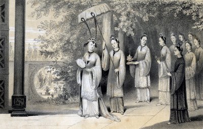 A császárné és kísérői az eperfaligetből a templomba vonulnak, 1847. alkotó: James William Giles