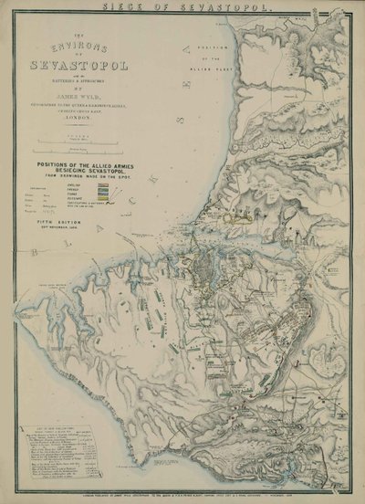 Szevasztopol környékének térképe, 1854 alkotó: James Wyld
