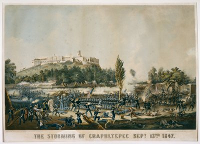 Chapultepec vihara, 1847. szeptember 13. (kromolitográfia szőtt papíron) alkotó: James after Walker