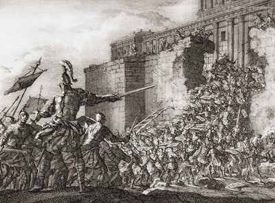 Pompey attacking the Temple in Jerusalem in 63 BC (print) alkotó: Jan (after) Luyken