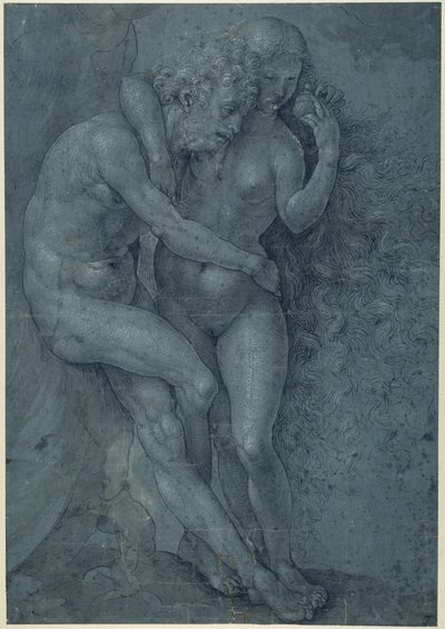 Ádám és Éva (toll és fekete tinta fehér testfestékkel, papír) alkotó: Jan (c.1472 c.1533) Gossaert