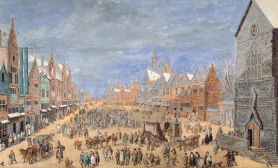 Falusi utca tavasszal fogadóval (guache papíron) alkotó: Jan (follower of) Brueghel