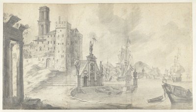Kikötőre néző város a Földközi-tengeren alkotó: Jan Abrahamsz. Beerstraten