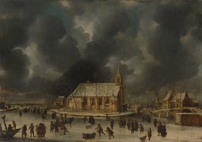 Korcsolyázás Slotenben, Amszterdam közelében. alkotó: Jan Abrahamsz. Beerstraten