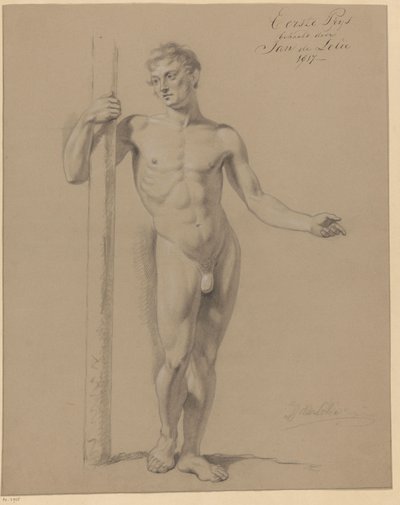 Álló férfi akt, elölről nézve (1. díj 1817) alkotó: Jan Adriaan Antonie de Lelie