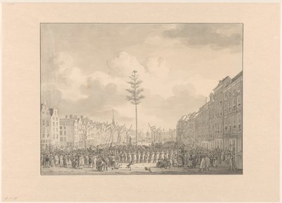 Szabadságfa a Grote Markt-on, Rotterdamban, 1795 alkotó: Jan Anthonie Langendijk Dzn (possibly)