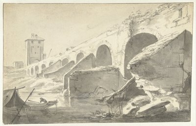 Ponte Molle te Róma (?) alkotó: Jan Asselijn