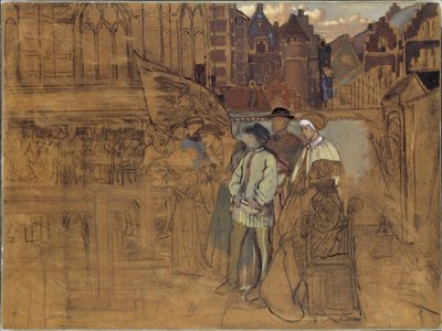 Íjászünnep Antwerpenben a 16. században, 1850 körül alkotó: Jan August Hendrik Leys