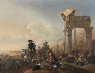 Vadászok a romok közelében alkotó: Jan Baptist Weenix