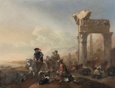 Vadászok a romok közelében, 1648. alkotó: Jan Baptist Weenix