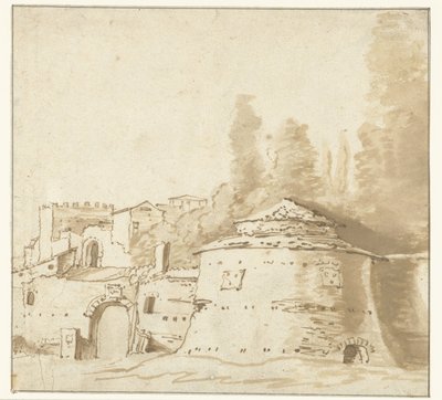 Olasz épület nehéz kerek toronnyal alkotó: Jan Both (attributed to)