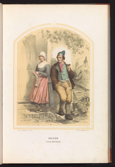 Huizen hagyományos viselete Észak-Hollandiában, 1857 Házak. Észak-Hollandia tartomány / I (cím a tárgyon) alkotó: Jan Braet von Uberfeldt