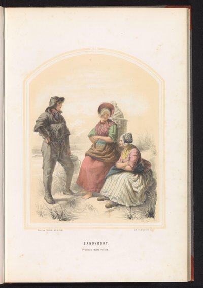 Zandvoort hagyományos viselete Észak-Hollandiában, 1857 Zandvoort. Észak-Hollandia tartomány / III (cím a tárgyon) alkotó: Jan Braet von Uberfeldt