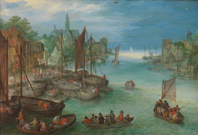 Kilátás a városra a folyó mentén Kilátás a városra a folyón alkotó: Jan Brueghel (I) (attributed to)