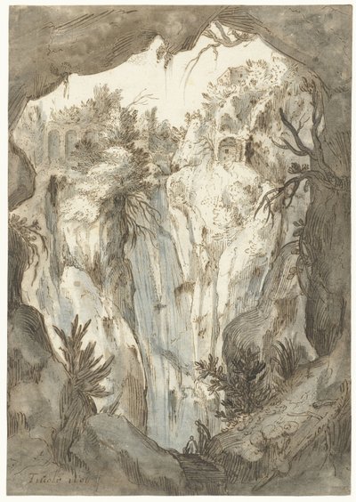Tivoli vízesés egy barlangból nézve alkotó: Jan Brueghel (I) (attributed to)