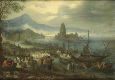 Beszéd a Galileai-tengerről alkotó: Jan Brueghel (I) (copy after)