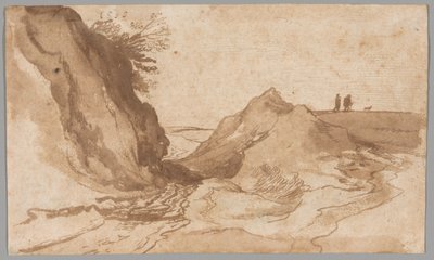 Dombos táj, figurákkal egy szakadék mellett alkotó: Jan Brueghel the Elder